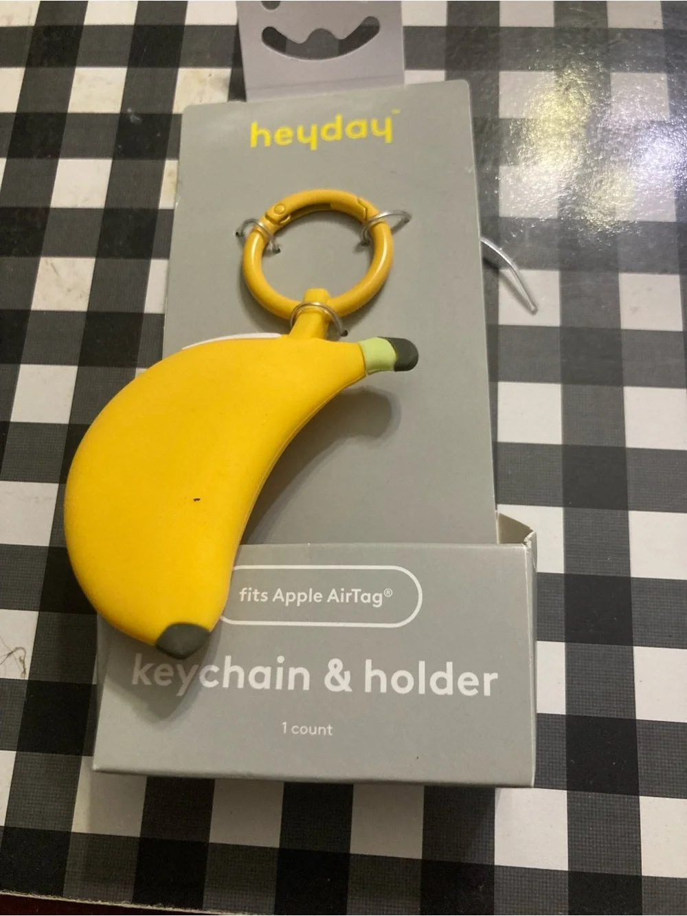 heyday Yellow Banana AirTag Keychain Holder with Yellow Ring. New in package.
